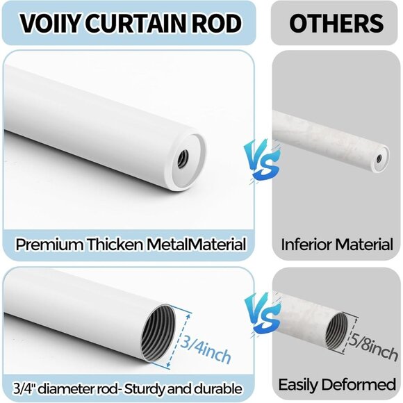 White Curtain Rods for Windows 18-45 Inch With Twisted Cage Finials Adjustabl... - Picture 3 of 9